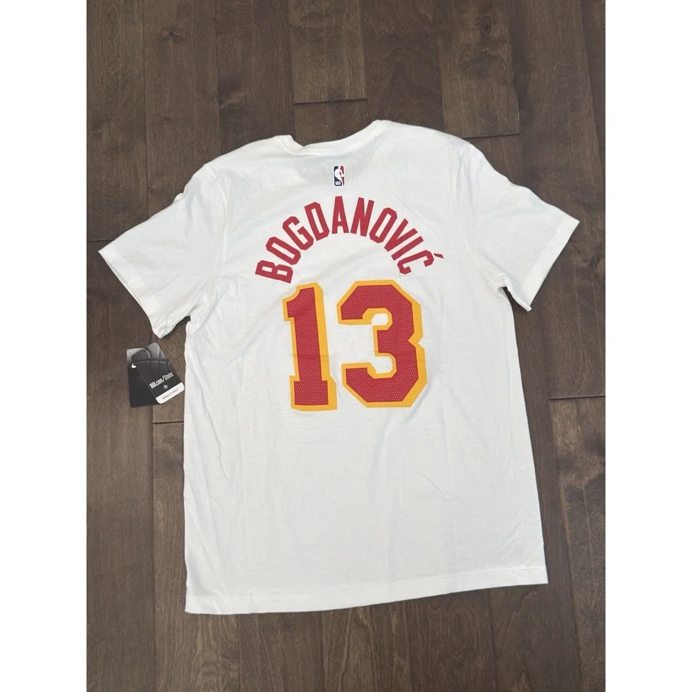 NWT Nike Atlanta Hawks Bogdan Bogdanovic #13 T-Shirt Mens Size Large White NBA
